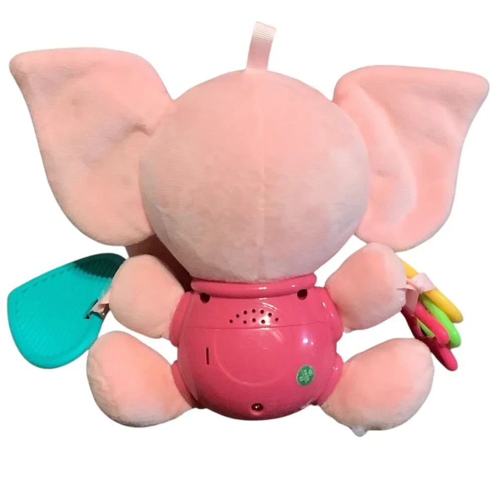 STEAM Life Musical Pink Elephant Baby Toy Interactive Buttons‎ Teething Rings 7”